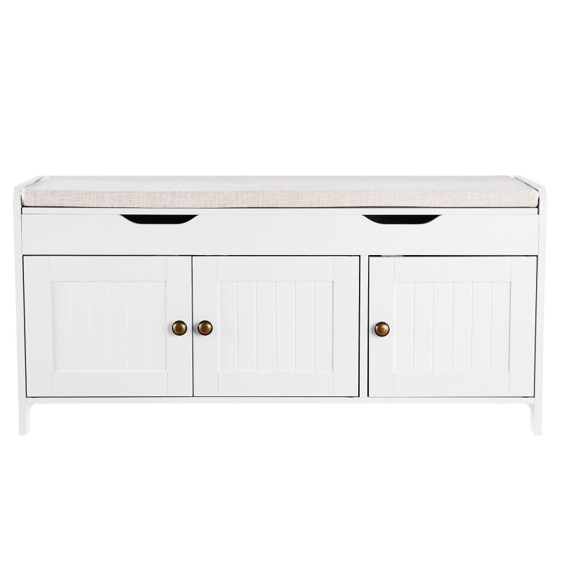 Kenkäpenkki lastulevy ja pellavakangas 105x35x50 cm 3 lokeroa