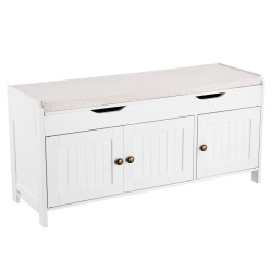 Kenkäpenkki lastulevy ja pellavakangas 105x35x50 cm 3 lokeroa