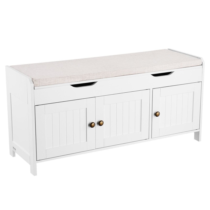 Kenkäpenkki lastulevy ja pellavakangas 105x35x50 cm 3 lokeroa