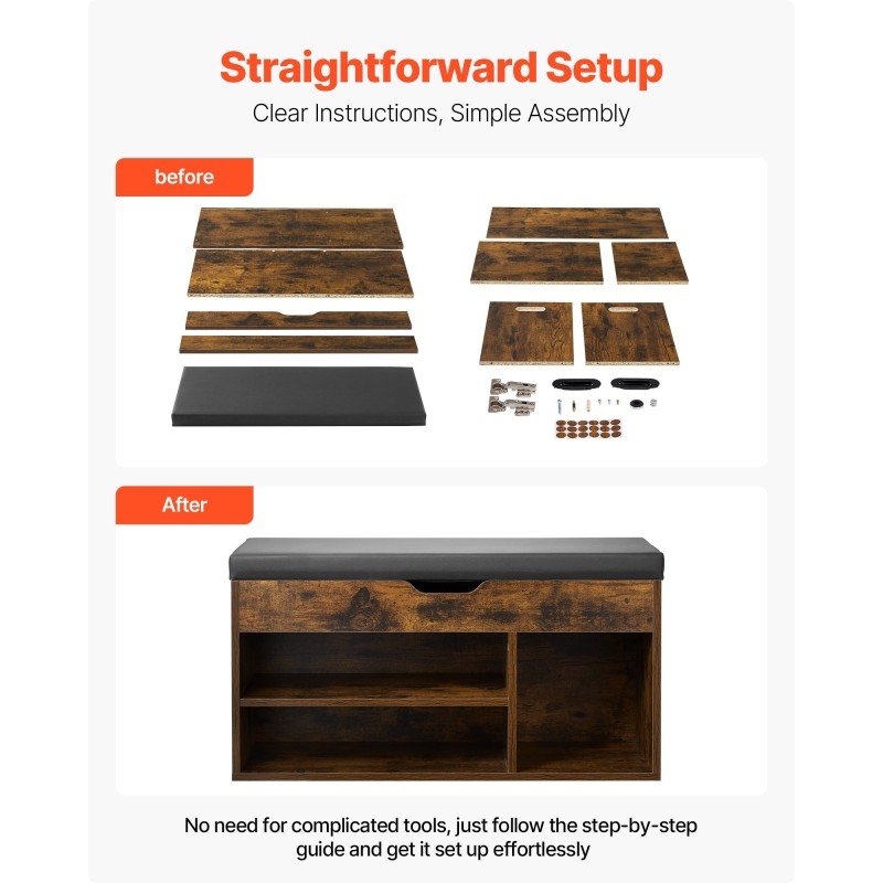 Kenkäpenkki puupohjainen lastulevy pehmustettu istuin kolme lokeroa ruskea ja musta eteiseen