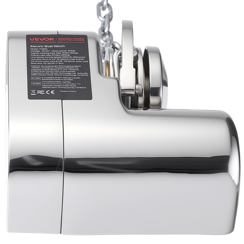 Sähköinen ankkurivinssi 12 V 316-ruostumaton teräs 7–9 m veneisiin