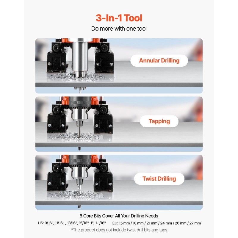 Magnettiporakone 1400 watin 50 millimetrin poraus 0–850 kierrosluku vahva magneettialusta