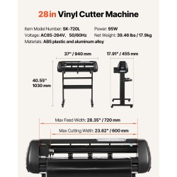 Vinyylileikkuri 720 mm syöttöleveys 600 mm leikkausleveys kaksiteräinen LED-näyttö jalustalla