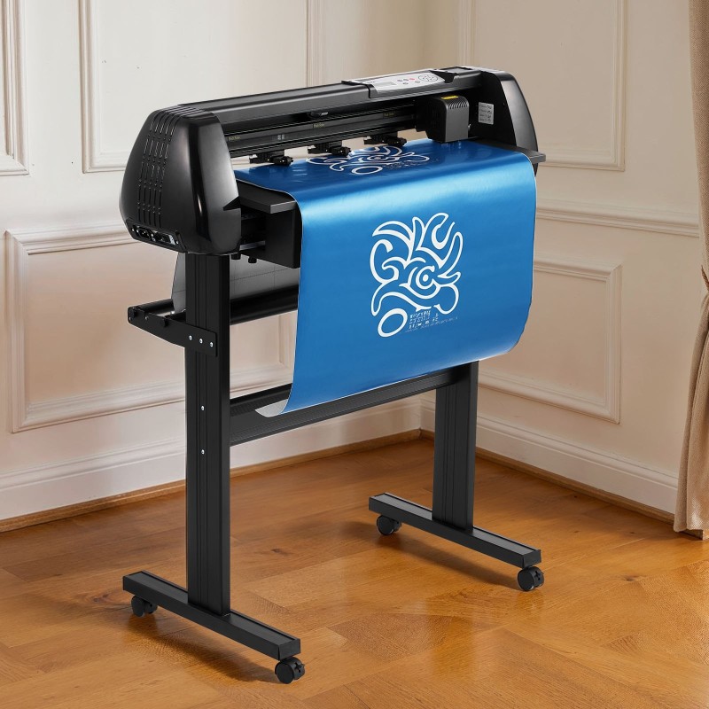 Vinyylileikkuri 720 mm syöttöleveys 600 mm leikkausleveys kaksiteräinen LED-näyttö jalustalla