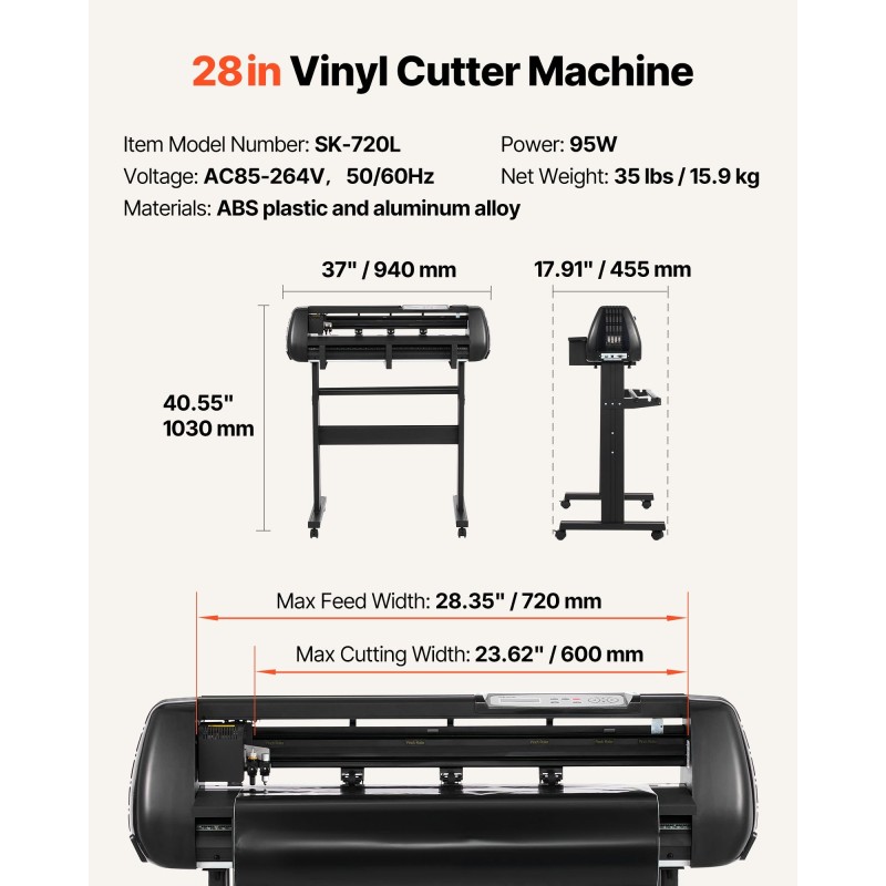 Vinyylileikkuri 720 mm syöttöleveys 600 mm leikkausleveys alumiiniseosrunko