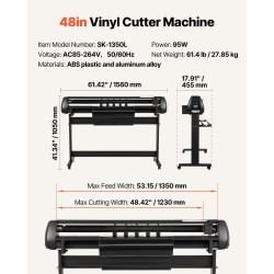 Vinyylileikkuri 1350 mm syöttöleveys 1230 mm leikkausleveys ABS-muovi ja alumiiniseosrunko kaksoisterärakenne