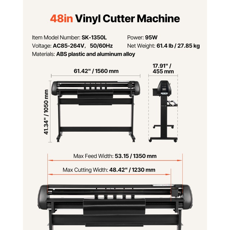 Vinyylileikkuri 1350 mm syöttöleveys 1230 mm leikkausleveys ABS-muovi ja alumiiniseosrunko kaksoisterärakenne