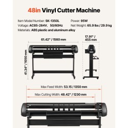 Vinyylileikkuri 1350 mm syöttöleveys 1230 mm leikkausleveys kaksiterärakenne alumiiniseosrunko