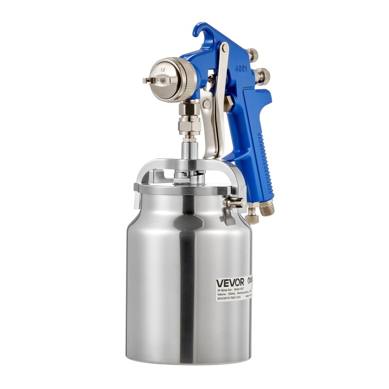 Sifonisyötteinen maaliruisku 1,8 mm suuttimella 1000 ml säiliöllä ruostumaton teräs ja messinki