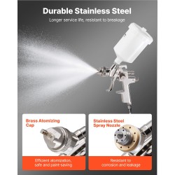 LVLP-maalauspistooli 600 ml 3 suutinta 1.3–1.7 mm autoille ja huonekaluille