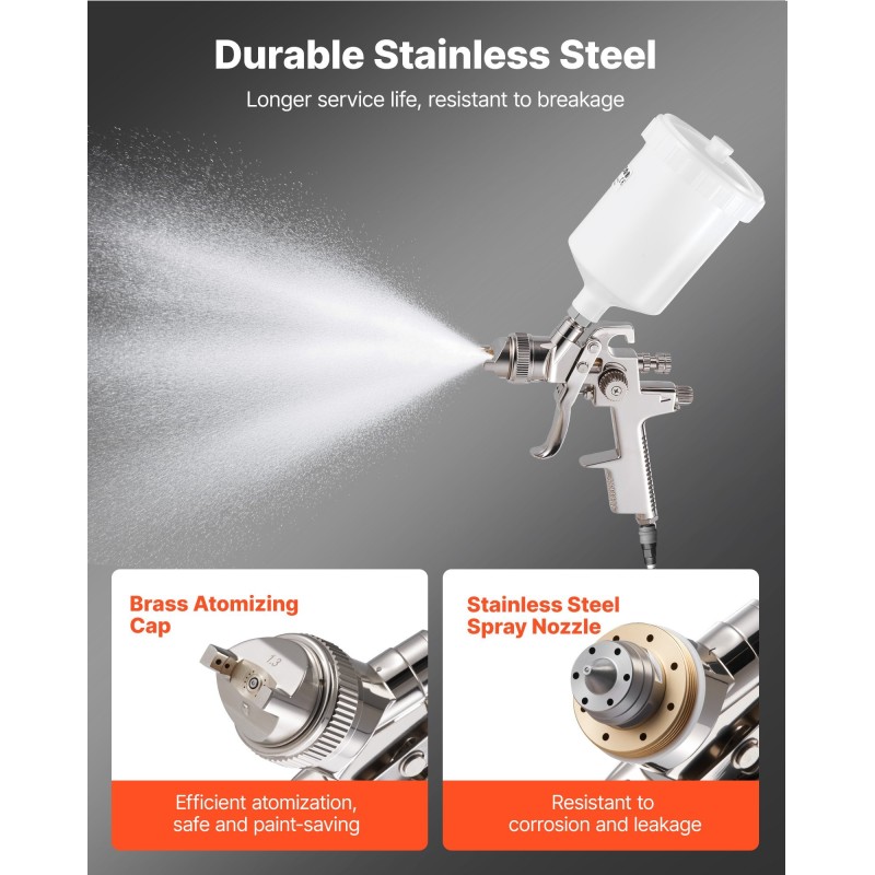 LVLP-maalauspistooli 600 ml 3 suutinta 1.3–1.7 mm autoille ja huonekaluille
