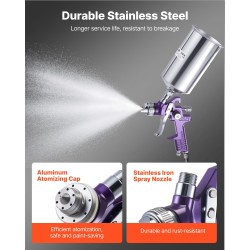 3-osainen painovoimasyöttöinen ruiskusarja 1.0/1.4/1.8 mm suuttimet 100/1000 ml kupit