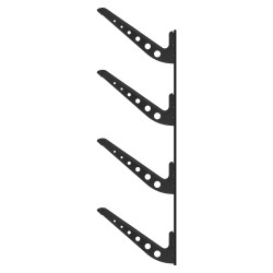 Lautateline seinäkiinnitteinen rautarakenteinen vaakasuora nelitasoinen pehmustetuilla koukuilla