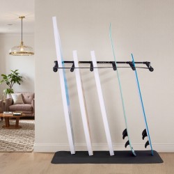 Seinäkiinnitteinen 5-tasoinen teräs lautateline musta laudoille