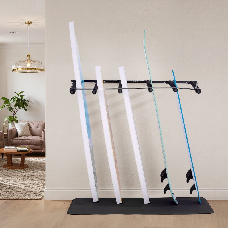 Seinäkiinnitteinen 5-tasoinen teräs lautateline musta laudoille