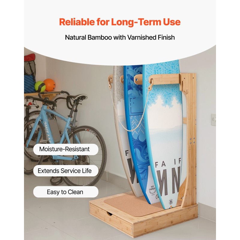 Kolmitasoinen pystysuora puinen lautateline surffilaudoille wakeboardeille lumilaudoille leijalautoille