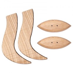 Seinään kiinnitettävä vaakasuuntainen lautateline tuhkapuusta pehmustetuilla kosketuspinnoilla yhden tason