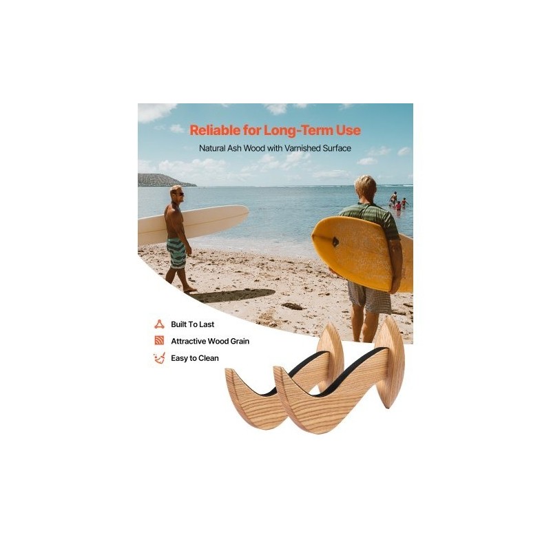 Seinään kiinnitettävä vaakasuuntainen lautateline tuhkapuusta pehmustetuilla kosketuspinnoilla yhden tason