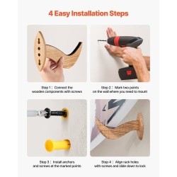 Seinään kiinnitettävä vaakasuuntainen lautateline tuhkapuusta pehmustetuilla kosketuspinnoilla yhden tason