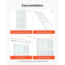 Ohitusliukuovet kaapistoihin 2 paneelia massiivipuu ja MDF 1829x2032mm valkoinen himmeä lasi