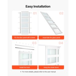 Liukuovipaketti vaatekomeroon 1219x2032 mm 2-paneelinen himmeä lasi puu ja MDF-runko PVC-pinnoite