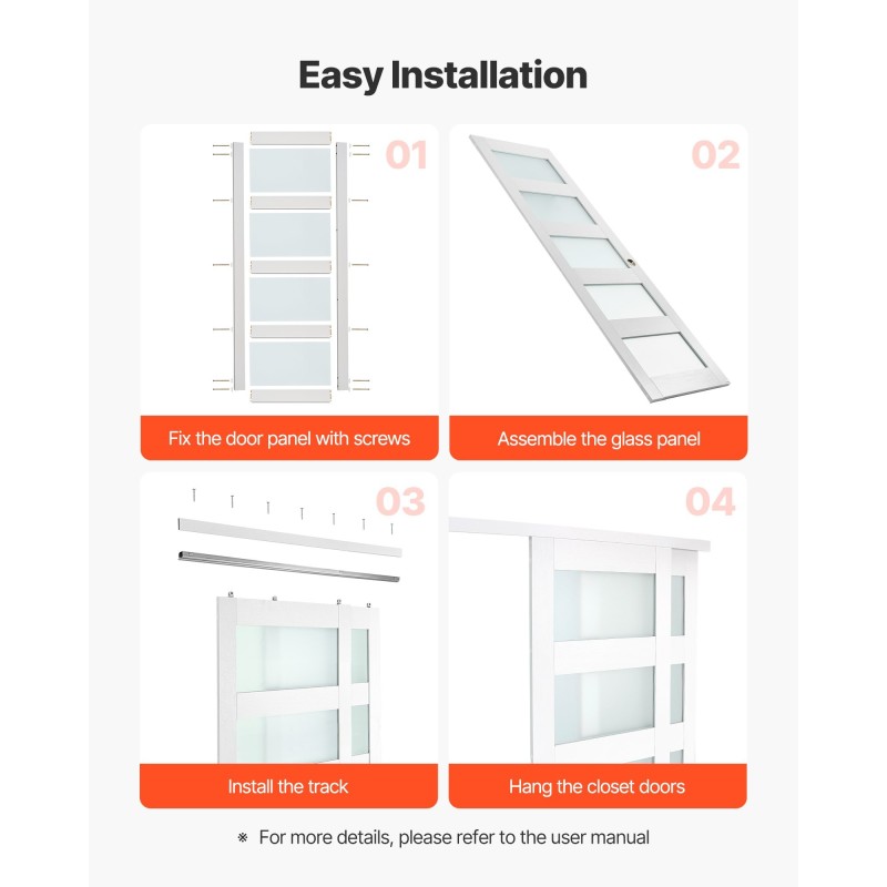 Liukuovipaketti vaatekomeroon 1219x2032 mm 2-paneelinen himmeä lasi puu ja MDF-runko PVC-pinnoite