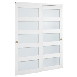 Liukuovisarja 2 paneelia massiivipuu MDF himmeä lasi 1524x2032 mm valkoinen vaatekaappiin