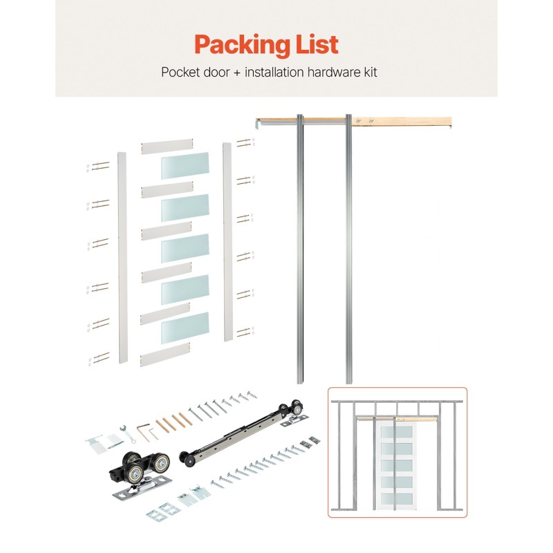 Liukuva taskuovi puu ja MDF huurrettu lasi 2035 x 765 mm valkoinen
