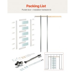 Yksittäinen liukuva taskuovi puu MDF huurrelasi valkoinen 2035x915 mm