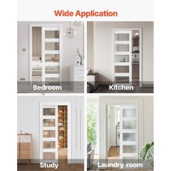 Yksittäinen liukuva taskuovi puu MDF huurrelasi valkoinen 2035x915 mm