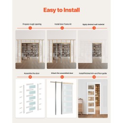 Yksittäinen liukuva taskuovi puu MDF huurrelasi valkoinen 2035x915 mm