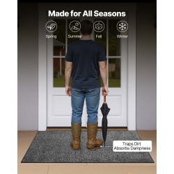 Eteismatto polypropeenilenkkilanka 1524 x 914 mm PVC-taustainen harmaa sisä- ja ulkokäyttöön