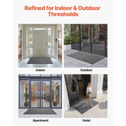 Eteismatto polypropeenilenkkilanka 1524 x 914 mm PVC-taustainen harmaa sisä- ja ulkokäyttöön