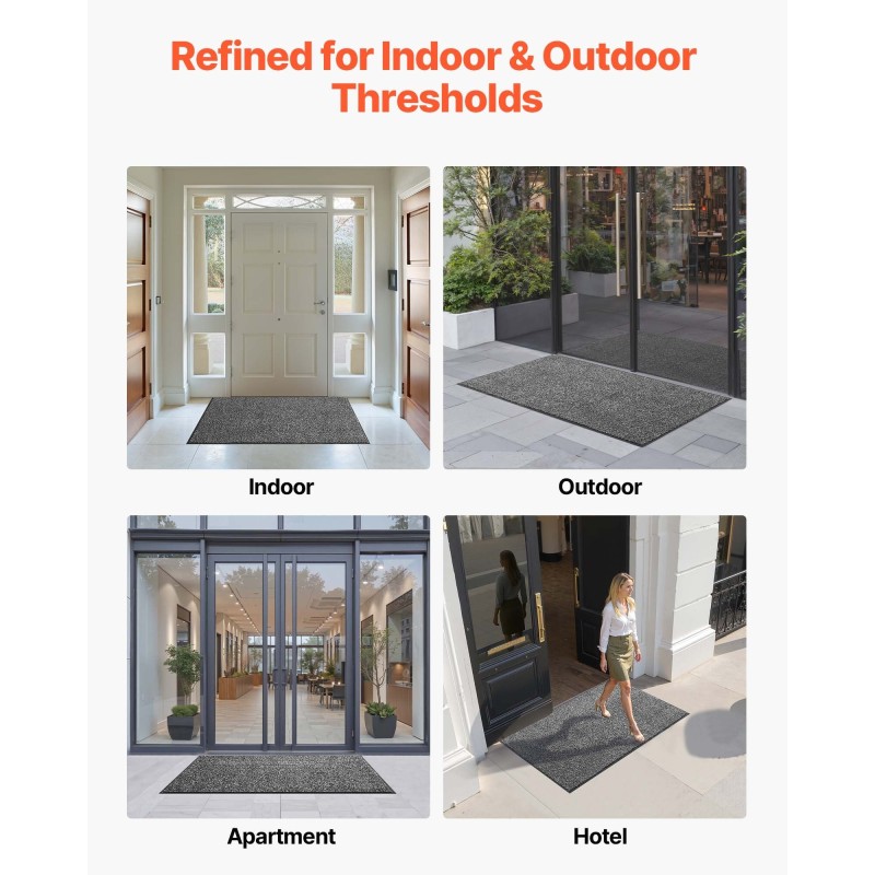 Eteismatto polypropeenilenkkilanka 1524 x 914 mm PVC-taustainen harmaa sisä- ja ulkokäyttöön