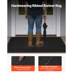 Pitkittäisraidallinen eteismatto polyesteripinta PVC-taustainen 1524×914 mm harmaa