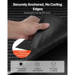 Eteismatto koko 2438 x 1219 mm harmaa raidallinen pitkänurkkainen polyesteri PVC-tausta