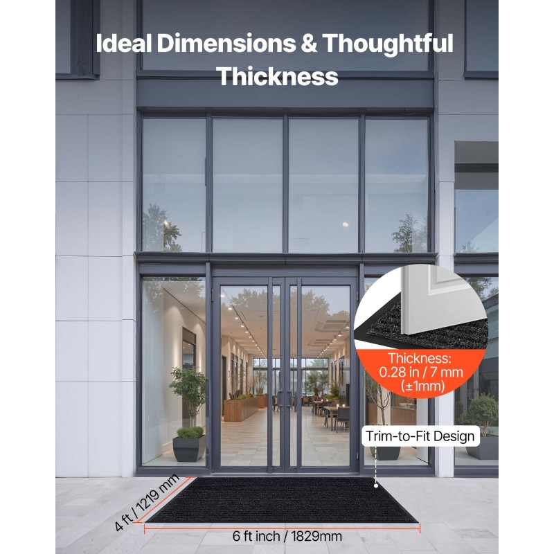 Eteismatto polyesteri PVC-tausta 1829 x 1219 mm harmaa sisä- ja ulkokäyttöön