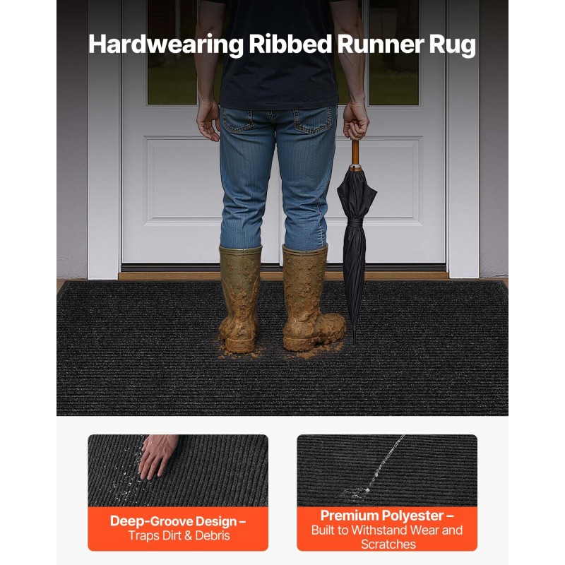 Eteismatto polyesteri PVC-tausta 1829 x 1219 mm harmaa sisä- ja ulkokäyttöön