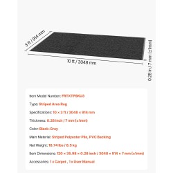 Pitkä käytävämatto polyesteri PVC-tausta 3048×914 mm harmaa