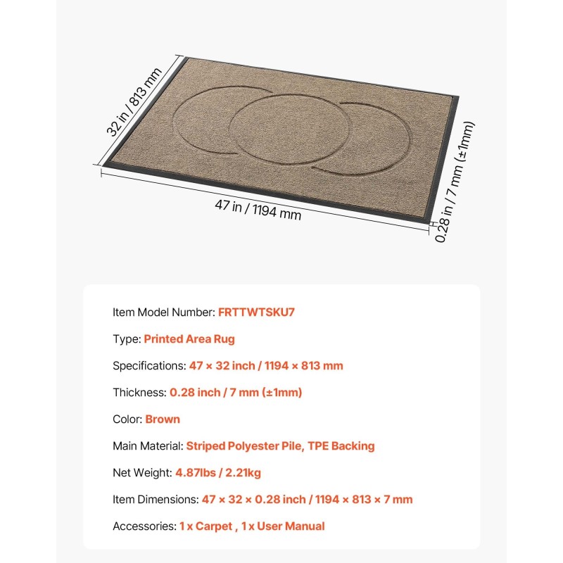 Eteismatto polyesteripinta TPE-tausta sisä- ja ulkokäyttöön 1194 x 813 mm ruskea