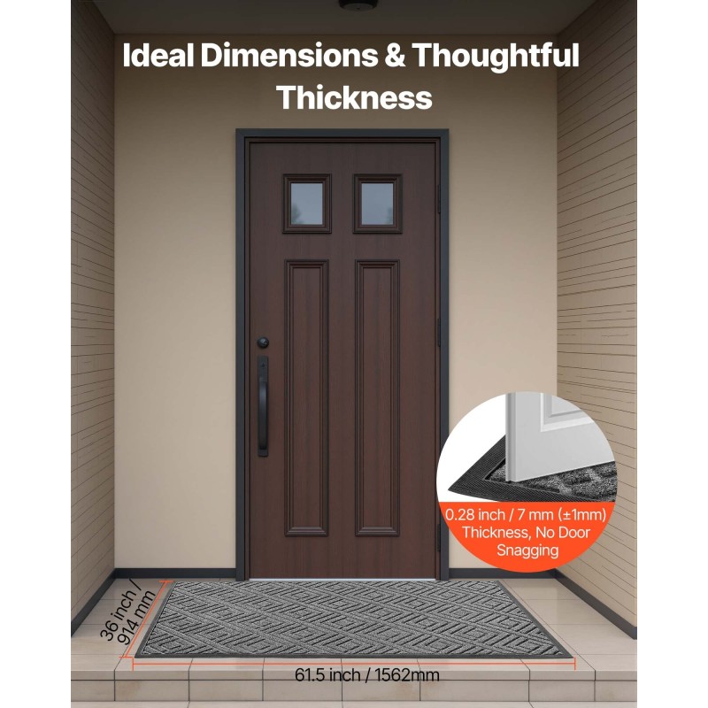 Eteismatto polyesteripinta TPE-tausta 1562×914 mm harmaa sisä- ja ulkokäyttöön