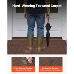 Eteismatto polypropeenipinnalla 1194 x 889 mm TPE-tausta ruskea sisä- ja ulkokäyttöön