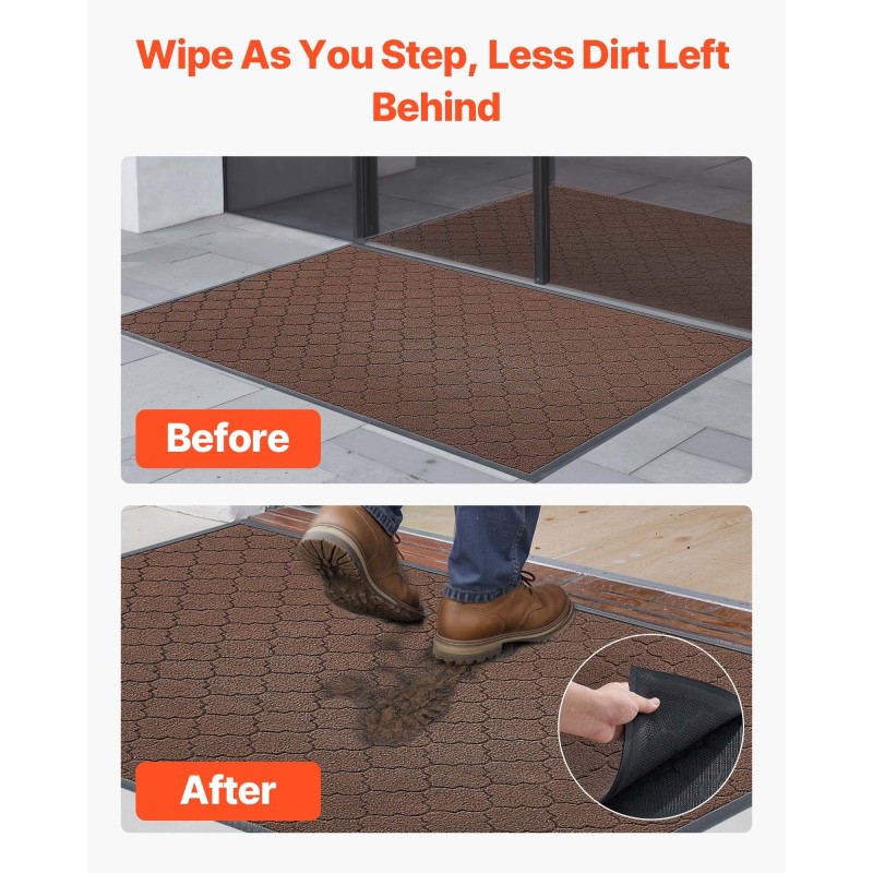 Eteismatto polypropeenipinnalla 1194 x 889 mm TPE-tausta ruskea sisä- ja ulkokäyttöön