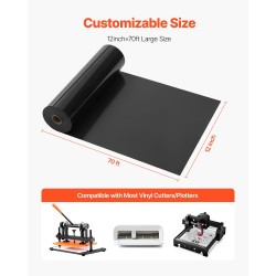 Lämpösiirtokalvorulla PVC kiiltävä musta 0,23 mm 304,8×21336 mm tekstiileille