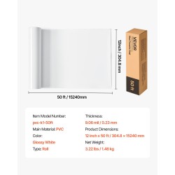 Lämmönsiirtovinylirulla PVC kiiltävä valkoinen 305 x 15240 mm 0,23 mm