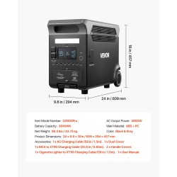 Kannettava virtalähde 3600W 3840Wh LiFePO4-akku 10 ulostuloporttia UPS-toiminto