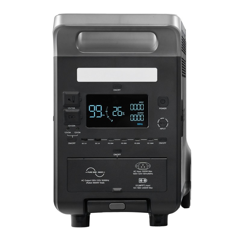 Kannettava virtalähde 3600W 3840Wh LiFePO4-akku 10 ulostuloporttia UPS-toiminto