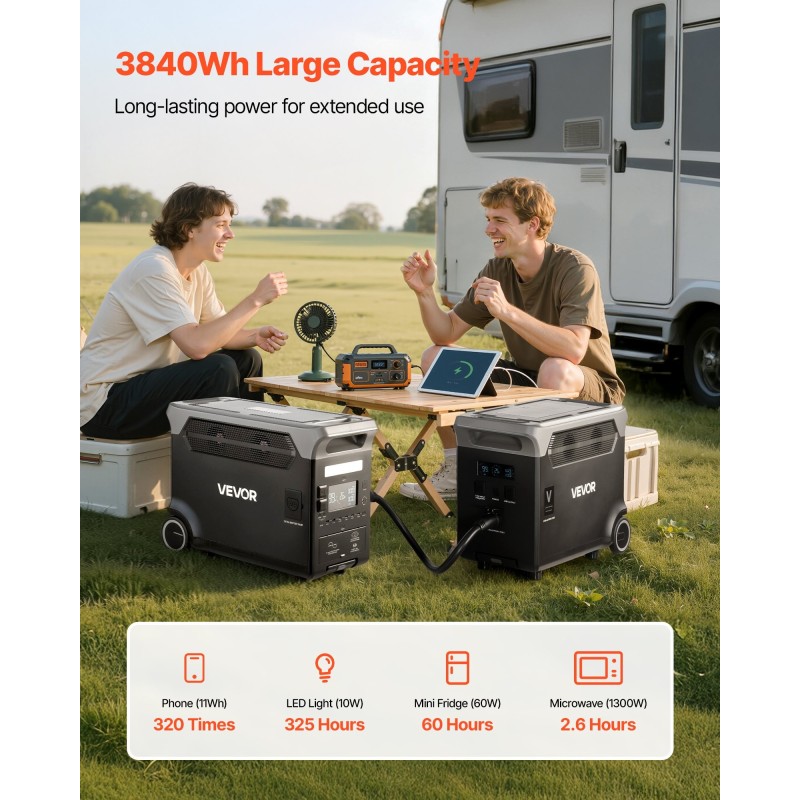 Lisäakku litiumrautafosfaatti 3840 wattituntia kannettavalle virtalähteelle