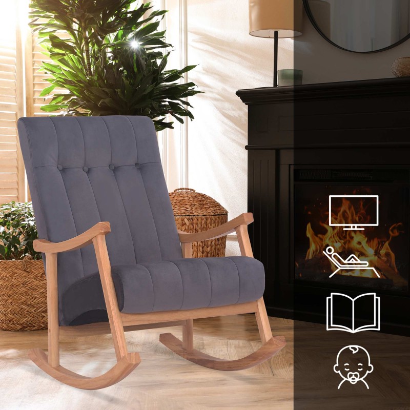 Samettipäällysteinen keinutuoli, kestävä ja mukava lounge-tuoli