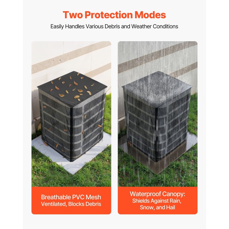 Ulkoyksikön suojapeite vedenpitävä muoviverkko tafti 812x812x914 mm musta